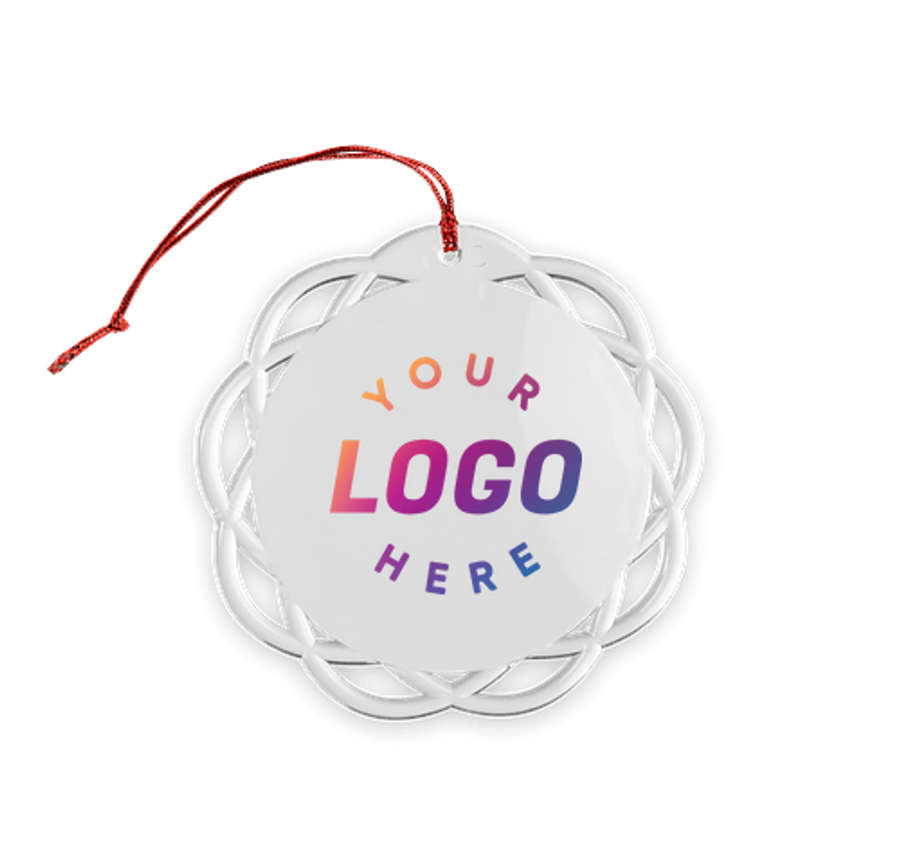 Shatterproof Flat Ornament in Clear with Red Cord