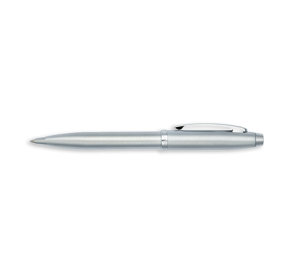 Laser Engraved Sheaffer 100 Brushed Chrome Ballpoint Pen (black ink)-default