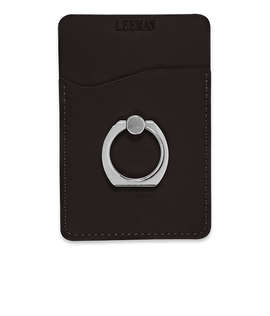Debossed Tuscany Phone Wallet with Metal Ring Phone Stand - Color: Black