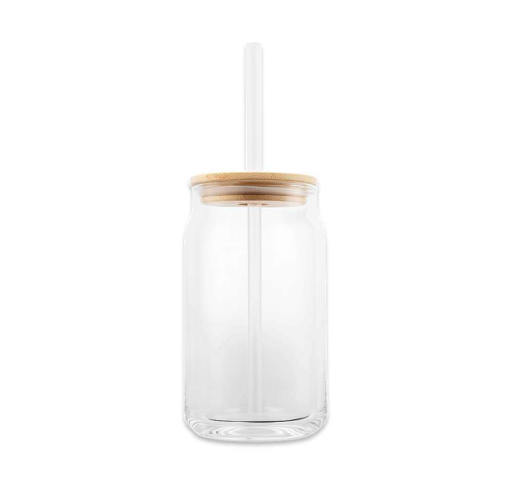 17 oz. Lime Glass Soda Can with Bamboo Lid-default