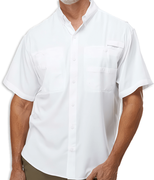 Paragon Hatteras UPF 40+ Performance Short Sleeve Fishing Shirt - Printed in White