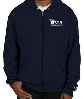 Embroidered Champion Powerblend Zip Hoodie - Color: Navy
