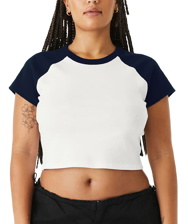 Bella + Canvas Women's Micro Rib Raglan Cropped T-shirt