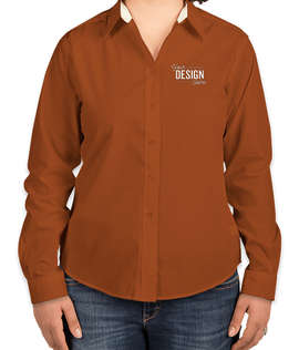 Port Authority Women's Long Sleeve Easy Care Shirt - Color: Texas Orange/Light Stone