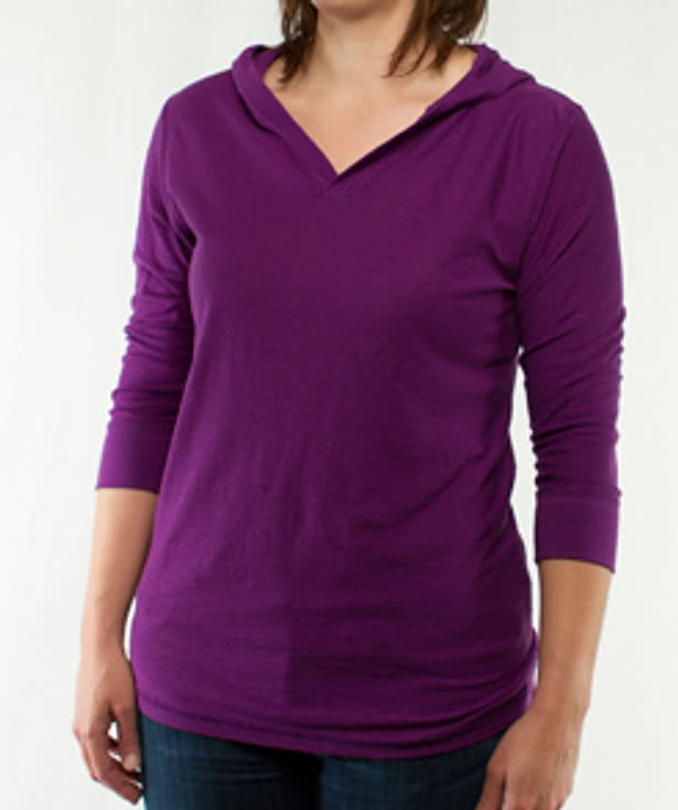 J. America Ladies 3/4 Sleeve Hooded T-shirt