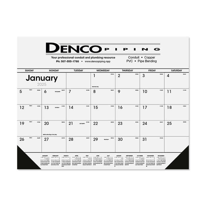 Black and White Monthly Desk Calendar