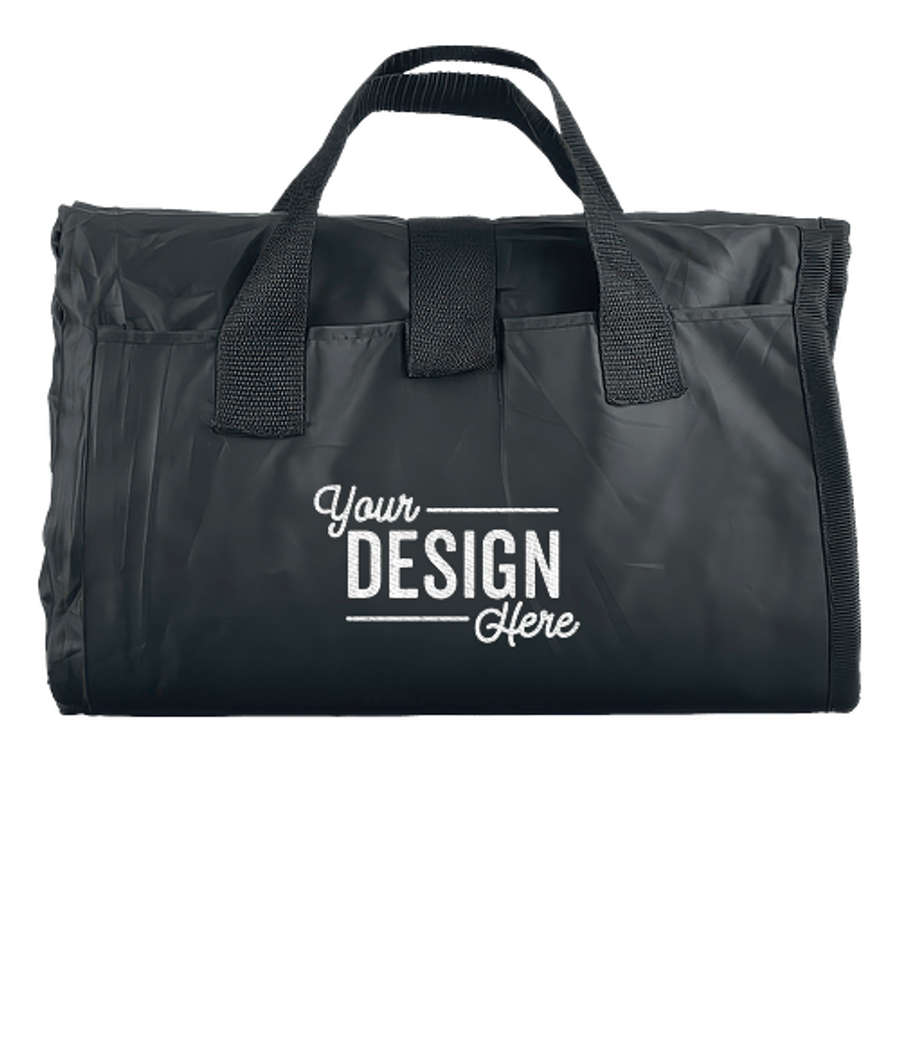 Picnic Blanket with Handles in White/Black