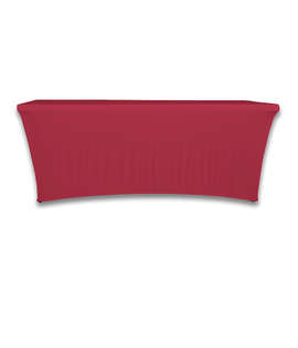 Full Color 8' Ultrafit Curve Open-Back Stretch Tablecloth - Color: Maroon