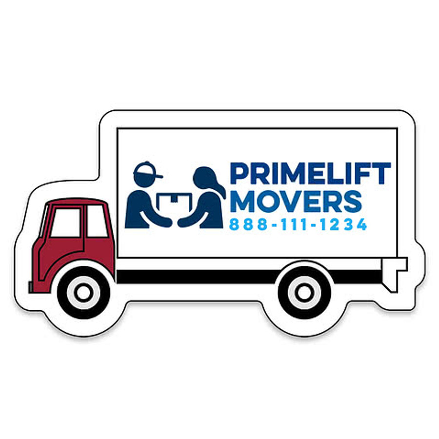 Full Color Delivery Truck Refrigerator Magnet in White