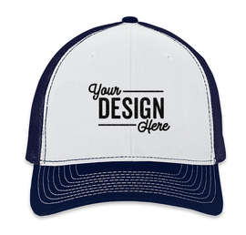 Richardson Snapback Trucker Hat - Color: White / Navy