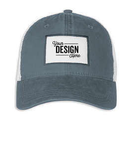 Ahead Solana Pigment Dyed Trucker Hat with White Rectangle Patch - Color: Sailor Navy / White