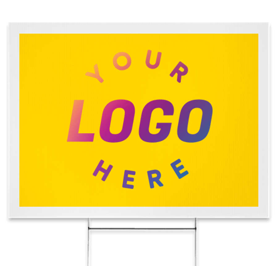 Full Color 24" x 18" Yard Sign with Metal Post in Yellow