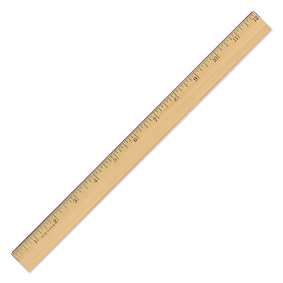 12" Clear Lacquer Beveled Wood English Scale Ruler