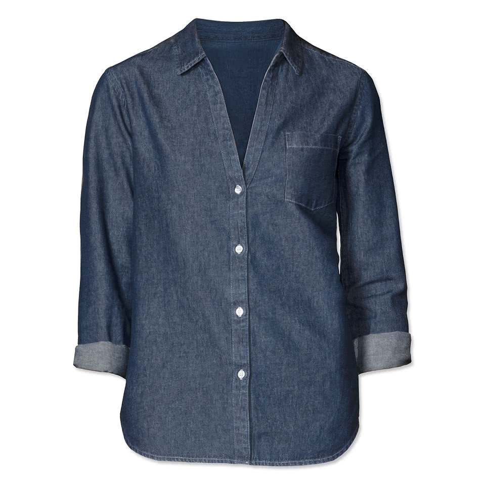 Blue Generation Women's Untucked Long Sleeve Denim Shirt - Embroidered