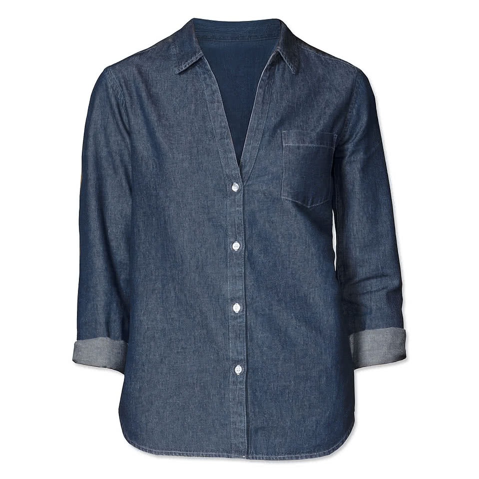 Blue Generation Women's Untucked Long Sleeve Denim Shirt - Printed