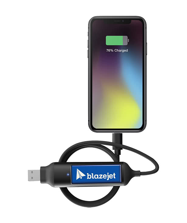 Full Color Boost 1,000 mAh Power Bank and Charging Cable