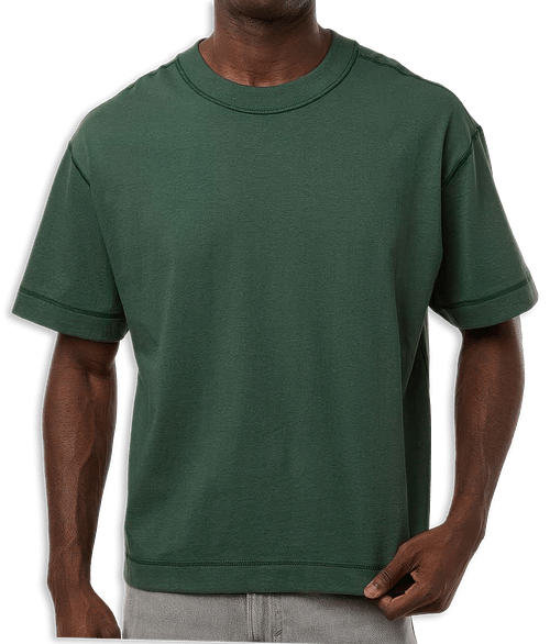 American Apparel Heavyweight Mid-Length Cotton T-shirt in Pine
