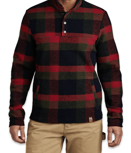 Russell Outdoors Basin Heavyweight Snap Pullover in Red Plaid