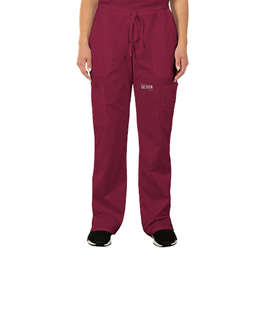 Cherokee Workwear Revolution Women's Drawstring Cargo Scrub Pant - Color: Wine