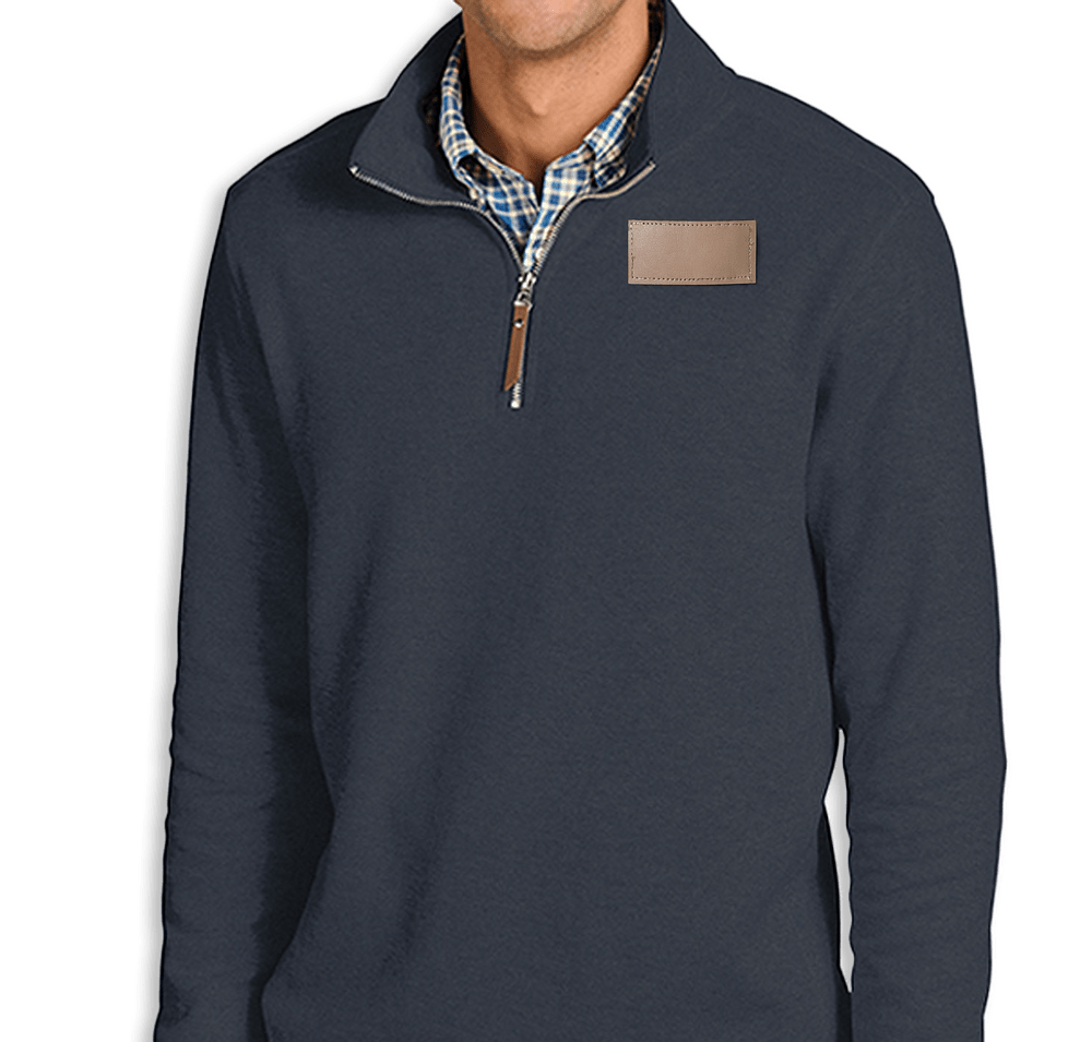 Charles River Hudson Quarter Zip Pullover - Faux Leather Patch-default