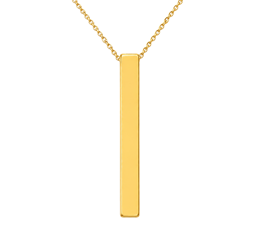 Laser Engraved Thin Chain Bar Necklace in Gold