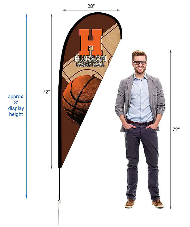 Full Color 2' x 6' Portable Teardrop Flag with Ground Stake