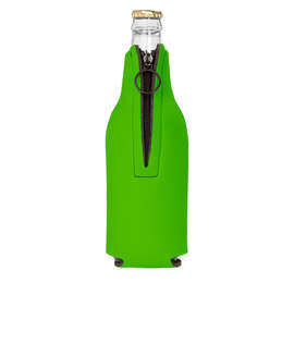 Foldable Foam Zipper Bottle Cooler - Color: Lime Green