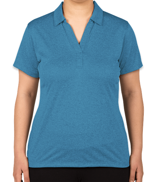 Sport-Tek Women's Heather Contender Performance Polo - Printed in Blue Wake Heather