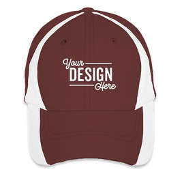 Sport-Tek Colorblock Performance Hat - Color: Maroon / White