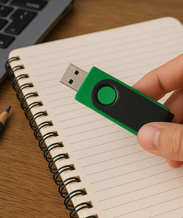 Full Color Black Matte Swivel USB Flash Drive 4GB