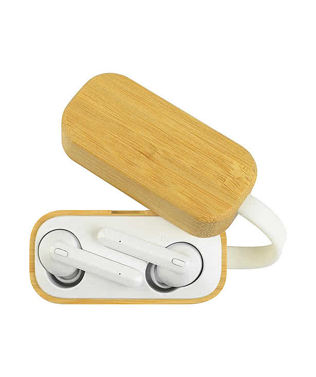 Truly Wireless Earbuds with Bamboo Charging Case