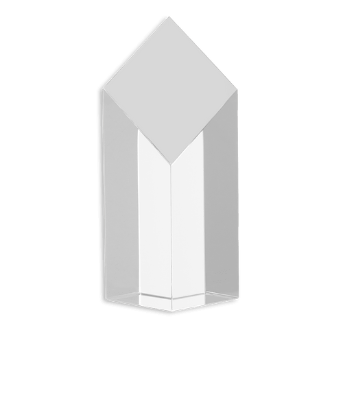 Laser Engraved 7.25" Glass Diamond Pillar Award in Clear