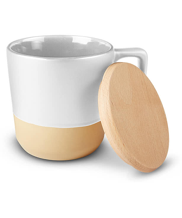 16.5 oz. Boston Ceramic Mug with Wooden Lid