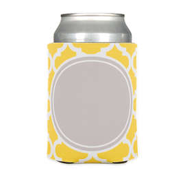 Full Color Moroccan Tile Foldable Can Cooler - Color: Yellow / Ice Grey