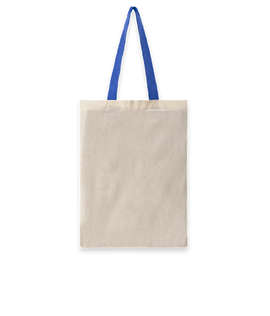Lightweight Contrast Handles Cotton Canvas Tote Bag - Color: Natural / Royal Blue