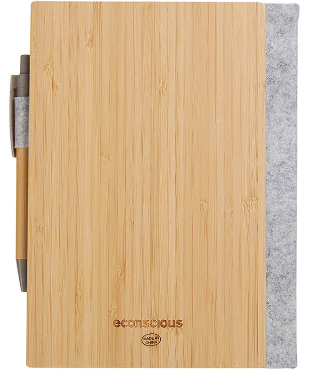 Econscious Grove Refillable Bamboo Hard Cover Notebook with Pen