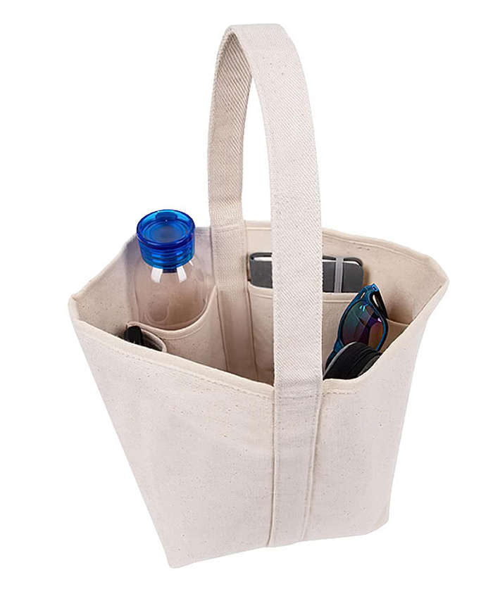 Garden 6-Pocket Reversible Cotton Canvas Tote Bag