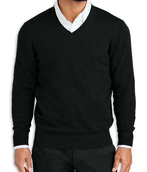 Port Authority Easy Care V-Neck Sweater in Deep Black