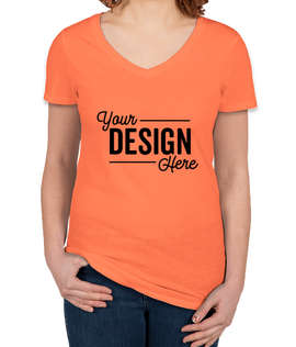 Canada - Threadfast Women's Slim Fit Lightweight V-Neck Pigment Dyed T-shirt - Color: Tangerine
