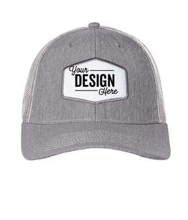 Ahead Brant Snapback Trucker Hat with White Hexagon Patch - Color: Carbon Linen / White