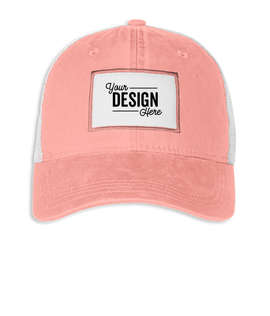 Ahead Solana Pigment Dyed Trucker Hat with White Rectangle Patch - Color: Frose / White