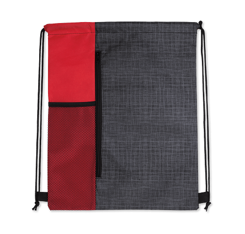 Full Color Non-Woven Vertical Drawstring Bag in Red