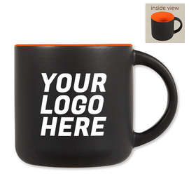 14 oz. Ceramic Two-Tone Black Minolo Mug - Color: Black / Orange