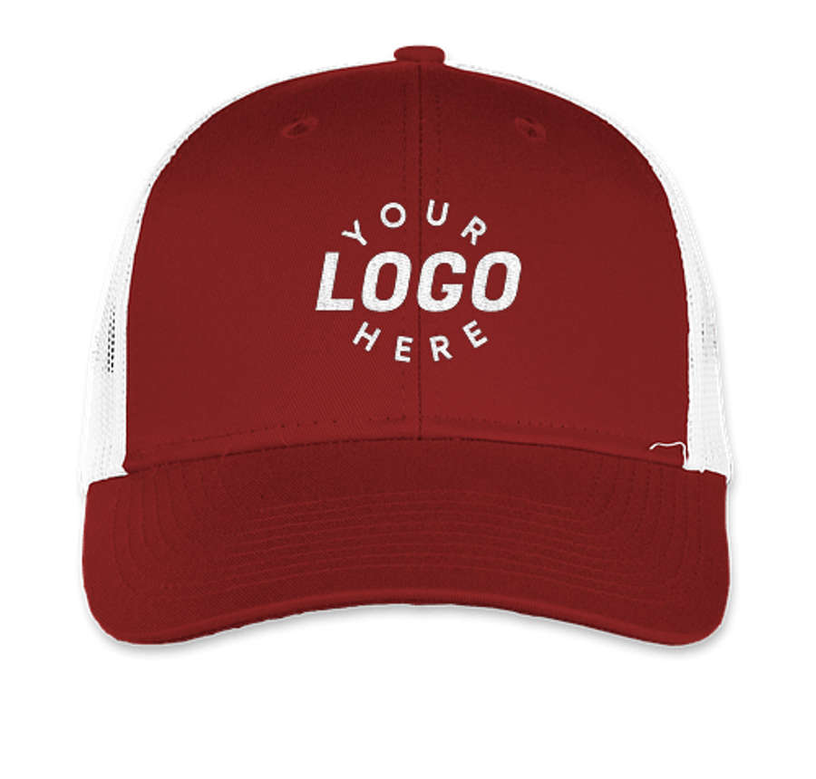 Port Authority Low Profile Trucker Hat in Flame Red / White