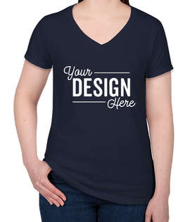 Canada - Gildan Women's 100% Cotton V-Neck T-shirt - Color: Navy