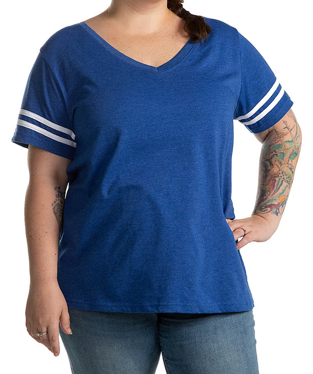 LAT Women's Curvy Varsity V-Neck T-shirt