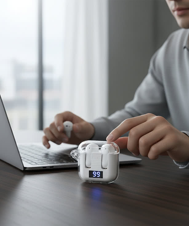 Wireless Earbuds With Digital Power Display