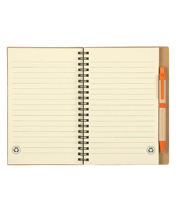 Eco-Inspired Hard Cover Spiral Notebook with Pen