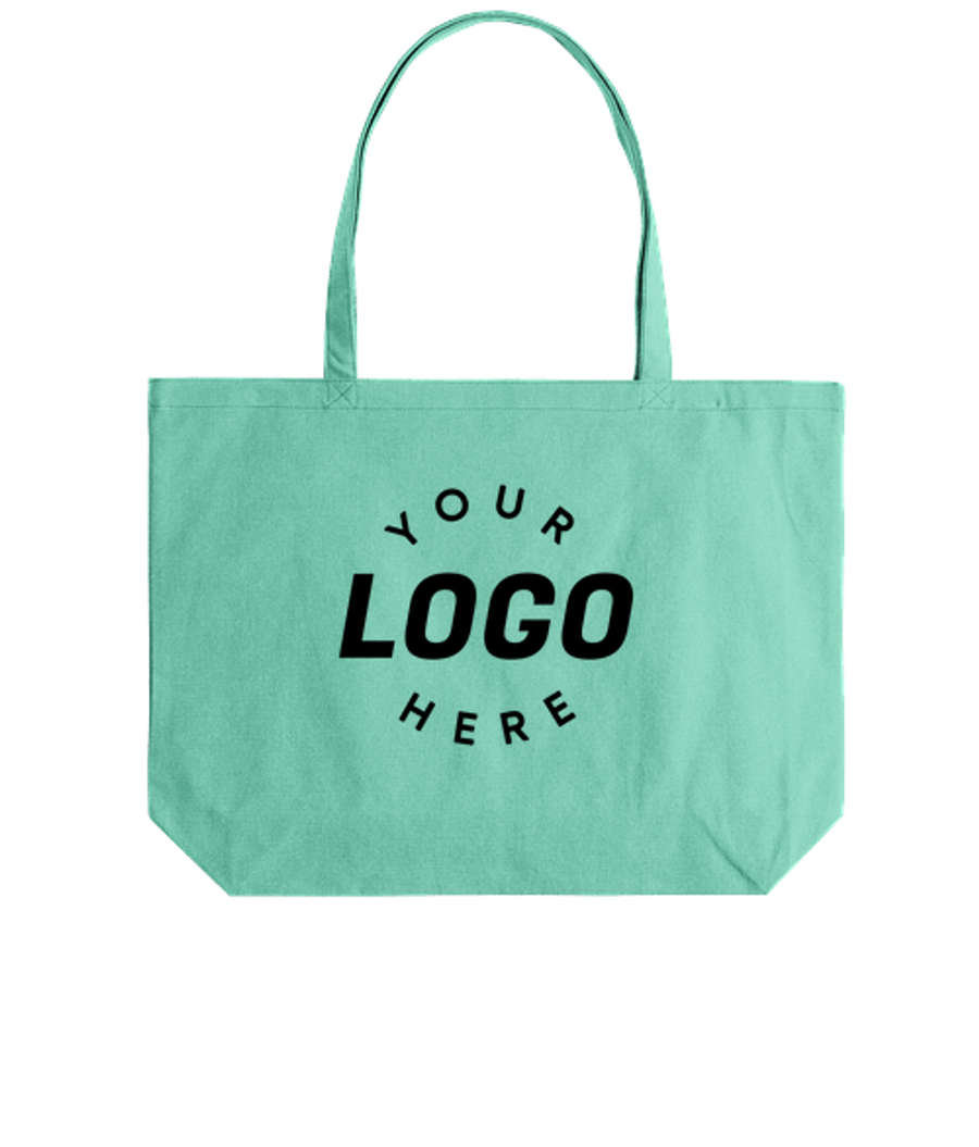 Large Midweight Pigment Dyed Canvas Tote Bag in Sea Glass Green