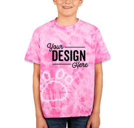Dyenomite Youth Paw Print Tie-Dye T-shirt - Color: Pink